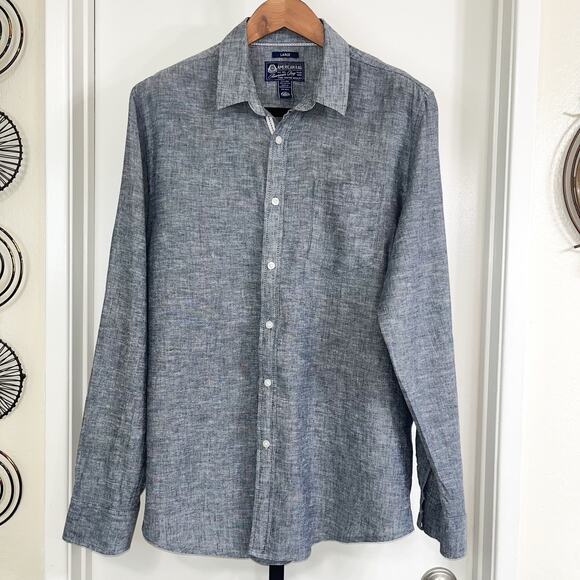 American Rag Cie Other - American Rag CIE Mens Linen Blend Button Up Shirt - Blue, Size L
